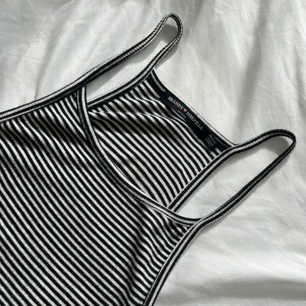 Brandy Melville Black and White Strapped Tank Top